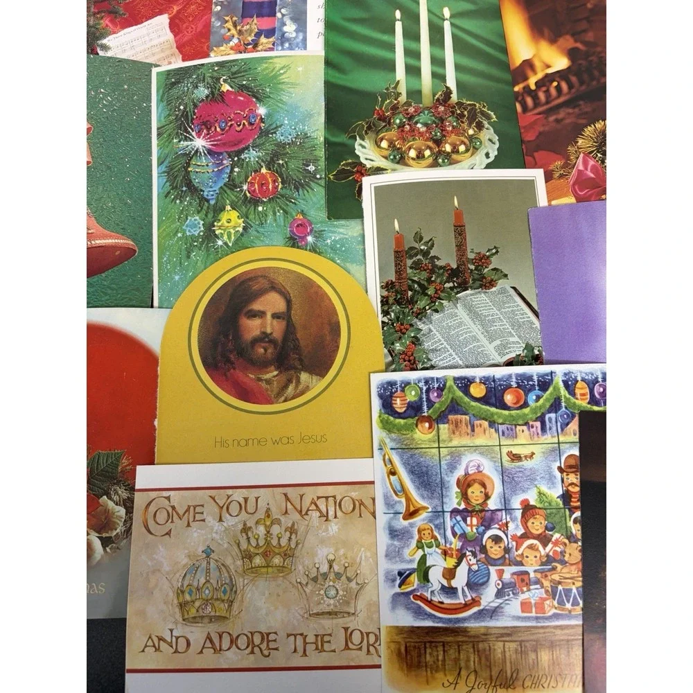 Vintage Christmas Cards Fronts ONLY Traditional Scrapbooking Decoupage Lot 50+